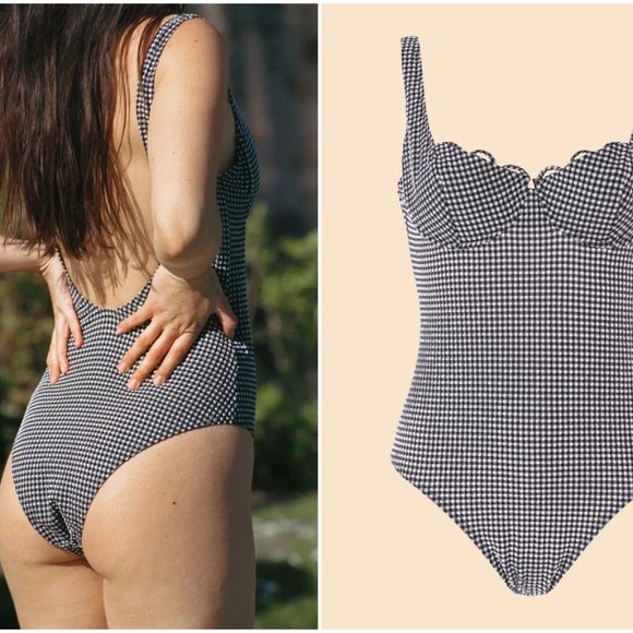 Rouje Black and White Checkered One Piece Swimsuit - Picture 2 of 9